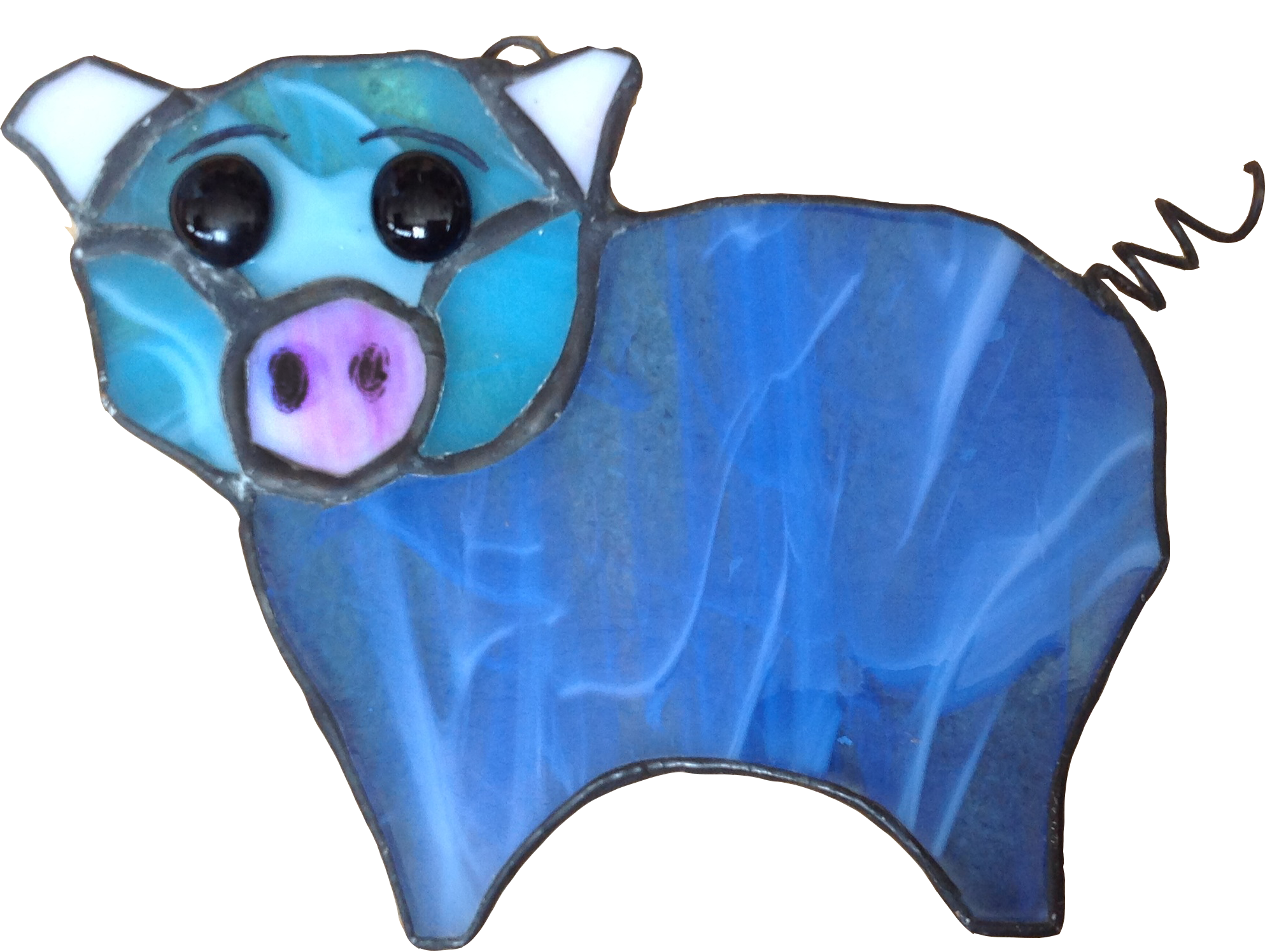 The Pudgy Blue Pig: Stained Glass Art